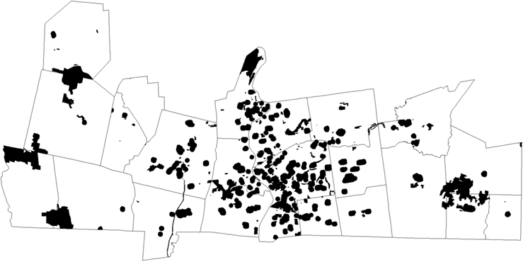 Map showing the current sentencing enhancement zones in Hampden County Massachusetts